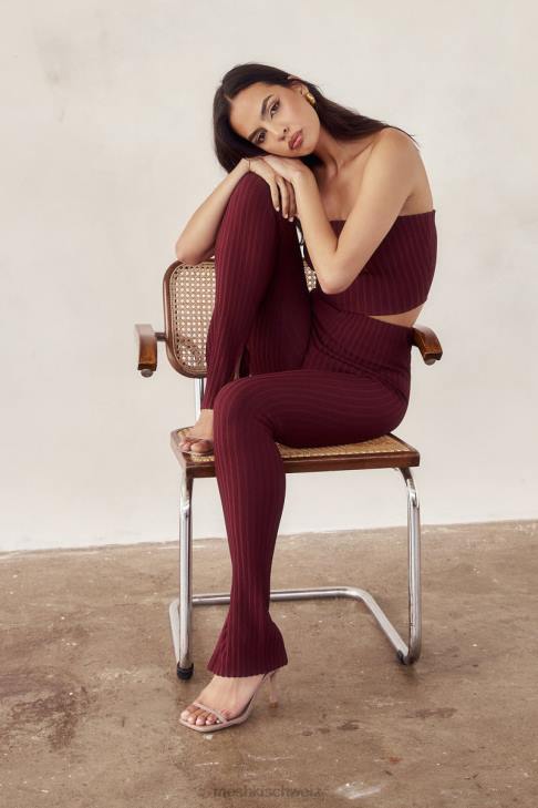 Meshki Jordi-Strickleggings mit seitlichem Schlitz Kirschschokolade Kleidung 060V1473