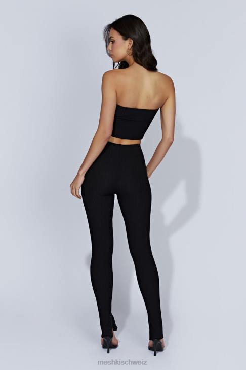 Meshki Jordi-Strickleggings mit seitlichem Schlitz Schwarz Kleidung 060V1587