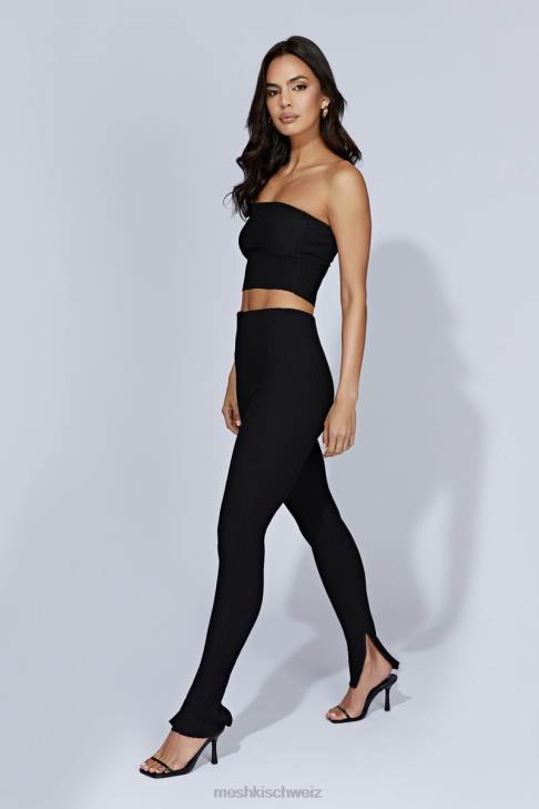Meshki Jordi-Strickleggings mit seitlichem Schlitz Schwarz Kleidung 060V1587