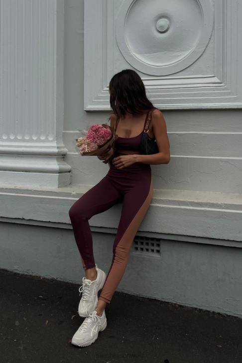 Meshki Libby-Leggings mit zweifarbigem Einsatz Mahagoni/Tan Kleidung 060V1475