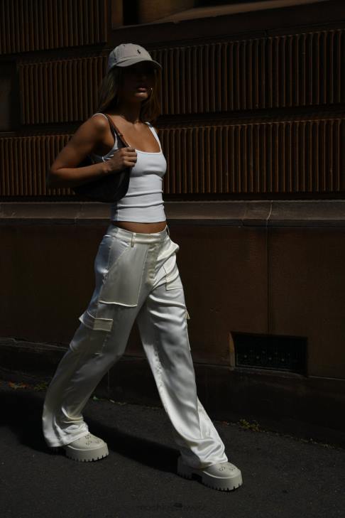 Meshki Amaya Satin-Cargohose Knochen Kleidung 060V1511