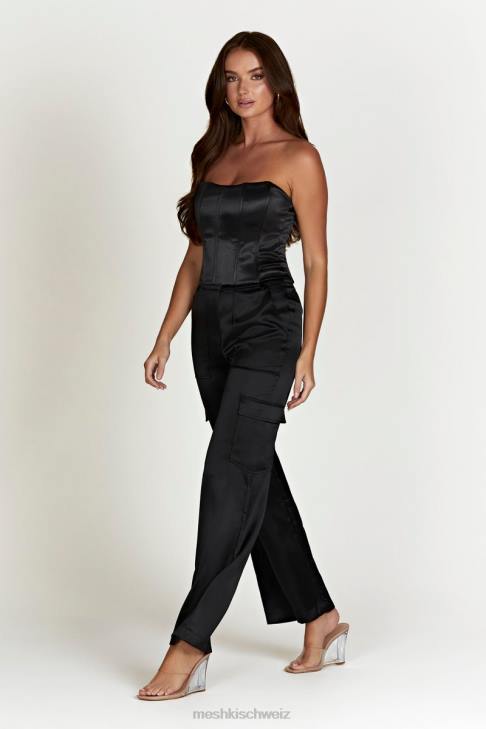 Meshki Amaya Satin-Cargohose Schwarz Kleidung 060V1574