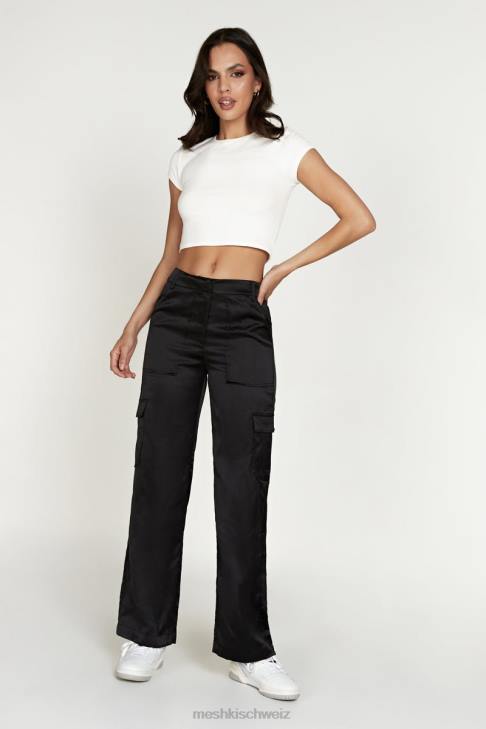 Meshki Amaya Satin-Cargohose Schwarz Kleidung 060V1574