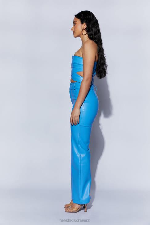 Meshki Hose aus Sima-Kunstleder mit hoher Taille azurblau Kleidung 060V1590