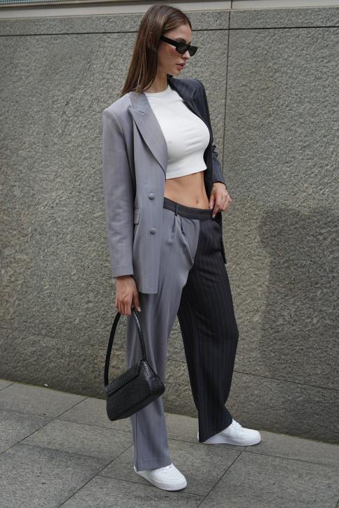 Meshki Janelle-Hosen mit niedrigem Bund grau zweifarbig Kleidung 060V1598