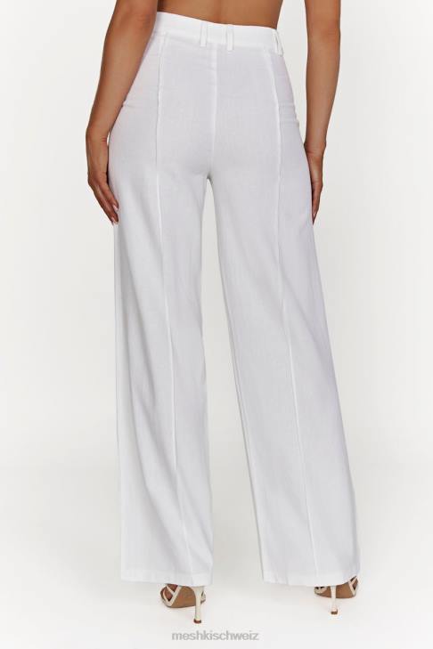 Meshki Julie Leinenhose mit weitem Bein Weiß Kleidung 060V1518
