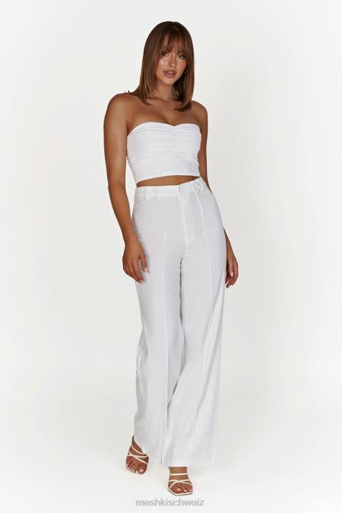 Meshki Julie Leinenhose mit weitem Bein Weiß Kleidung 060V1518