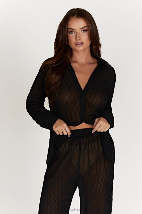 Meshki Karla Wave-Faltenhose Schwarz Kleidung 060V1488