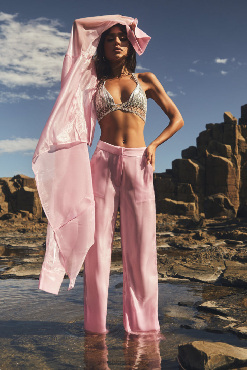 Meshki Kinsley transparente Hose Bonbonrosa Kleidung 060V1607