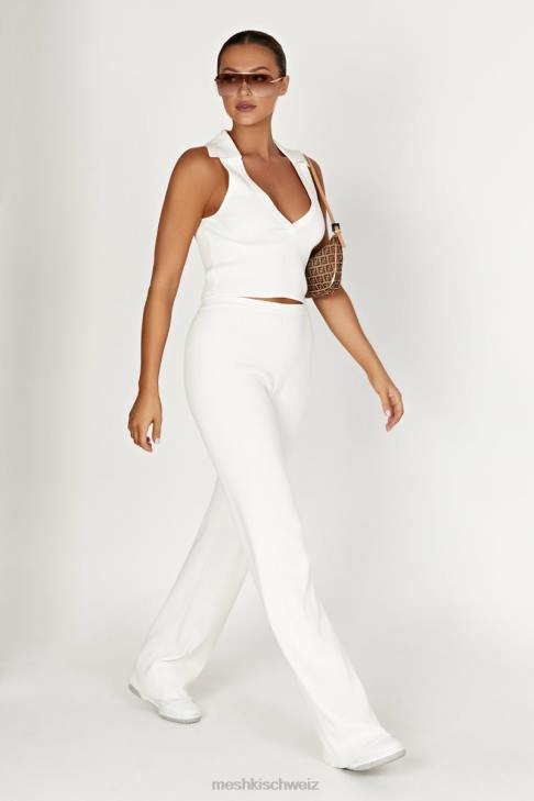 Meshki Linnie-Strickhose mit geradem Bein Weiß Kleidung 060V1395