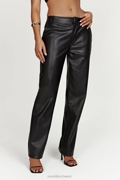 Meshki Matilda Slouchy-Low-Rise-Hose aus Kunstleder Schwarz Kleidung 060V1438