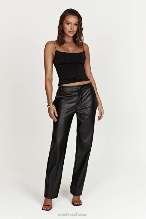 Meshki Matilda Slouchy-Low-Rise-Hose aus Kunstleder Schwarz Kleidung 060V1438