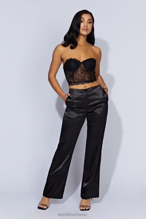 Meshki Nicolette Satinhose mit niedrigem Bund Schwarz Kleidung 060V1593