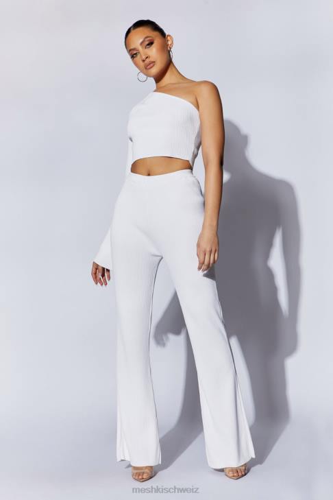 Meshki Rue-Strick-Schlaghose Weiß Kleidung 060V1513