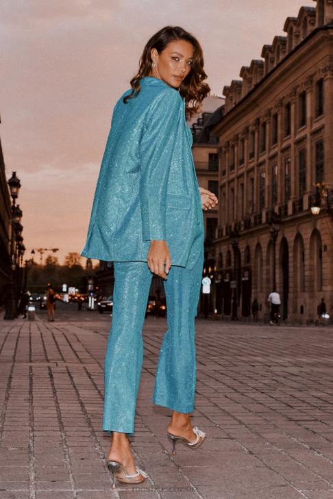 Meshki Schimmernde Hose mit geradem Bein von Lisette Aquamarin Kleidung 060V1579