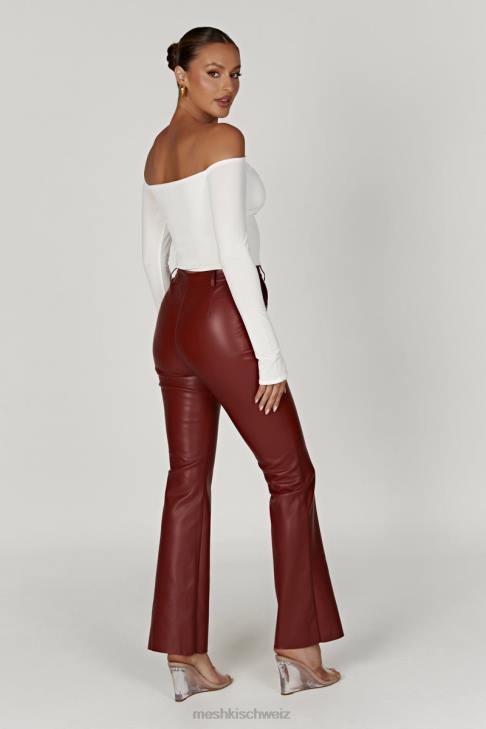 Meshki Tyra-Hose aus Kunstleder mit geradem Bein Kirschschokolade Kleidung 060V1609