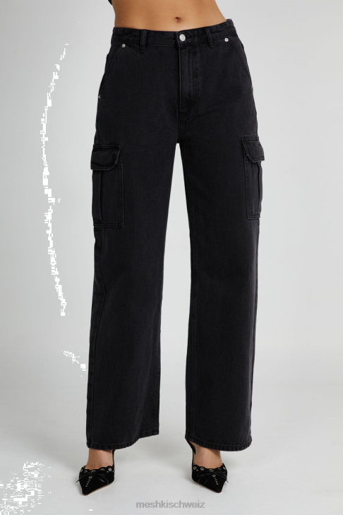 Meshki Jagger entspannte Denim-Jeans schwarz gewaschen Kleidung 060V1321