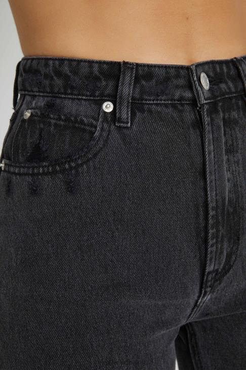 Meshki Lauren Jeans mit geradem Bein schwarz gewaschen Kleidung 060V1232