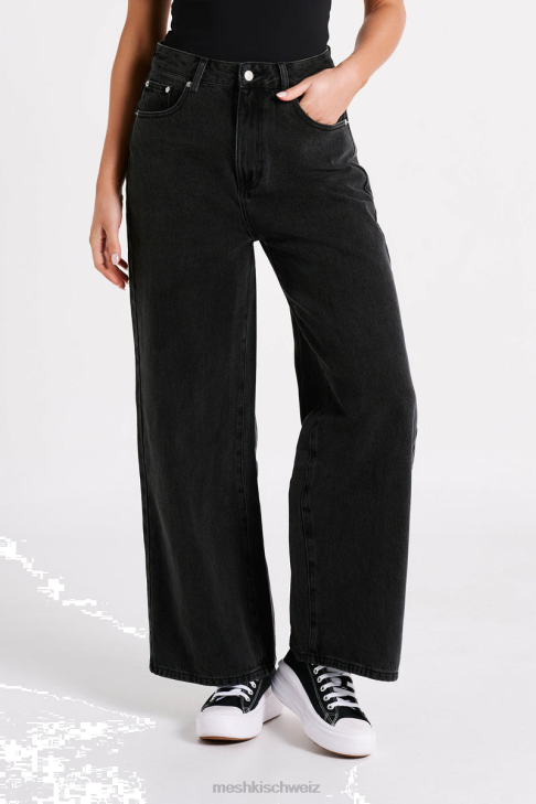Meshki Raben-Baggy-Jeans schwarz gewaschen Kleidung 060V1244