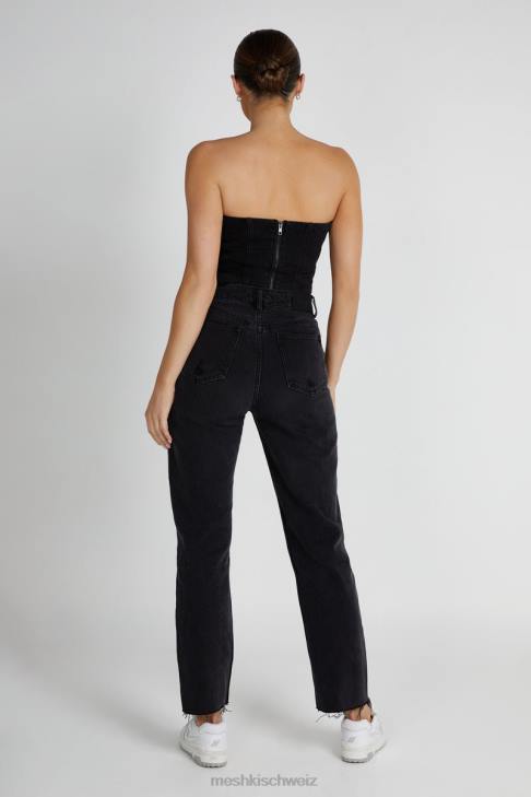 Meshki Tina Mama Jeans schwarz gewaschen Kleidung 060V1319