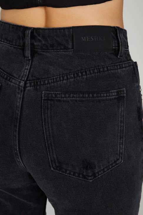 Meshki Tina Mama Jeans schwarz gewaschen Kleidung 060V1319