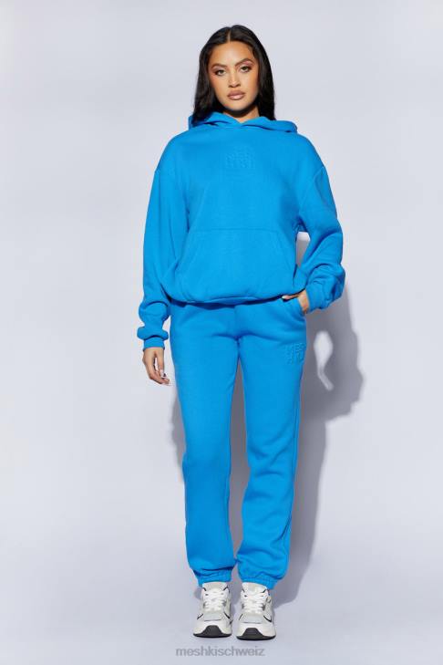 Meshki Jogginghose aus Fleece mit Schmirgelprägung Blau Kleidung 060V1604