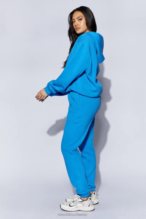 Meshki Jogginghose aus Fleece mit Schmirgelprägung Blau Kleidung 060V1604