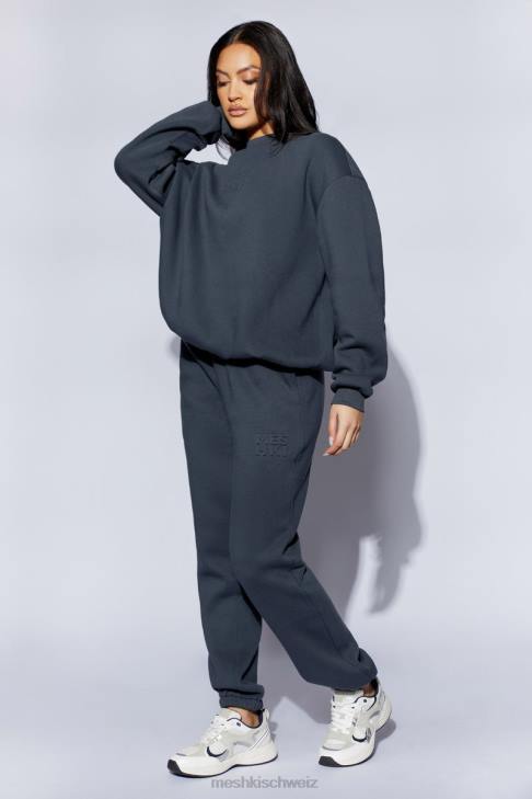 Meshki Jogginghose aus Fleece mit Schmirgelprägung Holzkohle Kleidung 060V1479