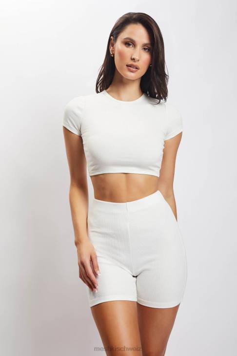Meshki Lisa gerippte Booty-Shorts Weiß Kleidung 060V1459