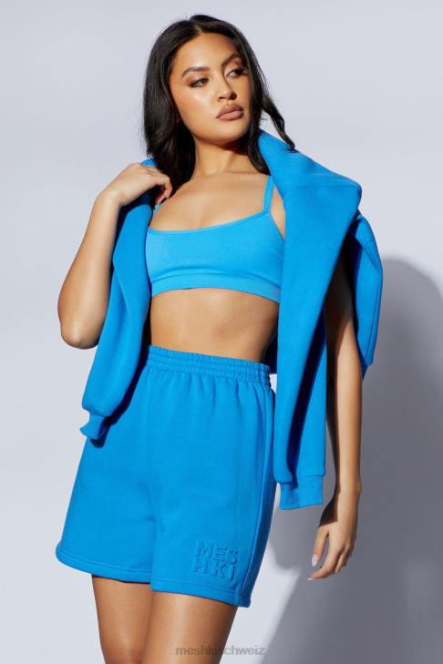 Meshki reese geprägte Fleeceback-Shorts Blau Kleidung 060V1611
