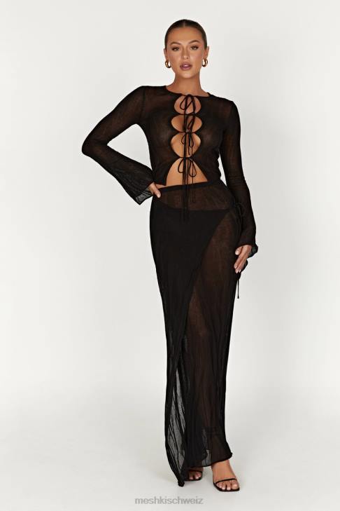 Meshki Akari-Strick-Maxirock Schwarz Kleidung 060V1305