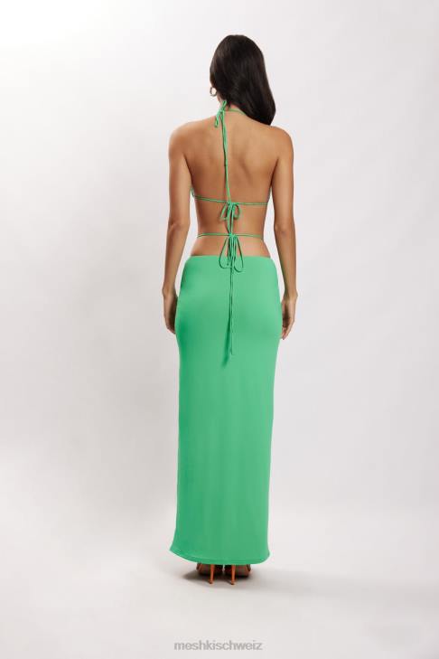 Meshki Bernsteinfarbener geraffter Maxirock Grün Kleidung 060V1573