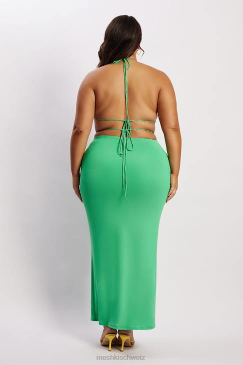 Meshki Bernsteinfarbener geraffter Maxirock Grün Kleidung 060V1573