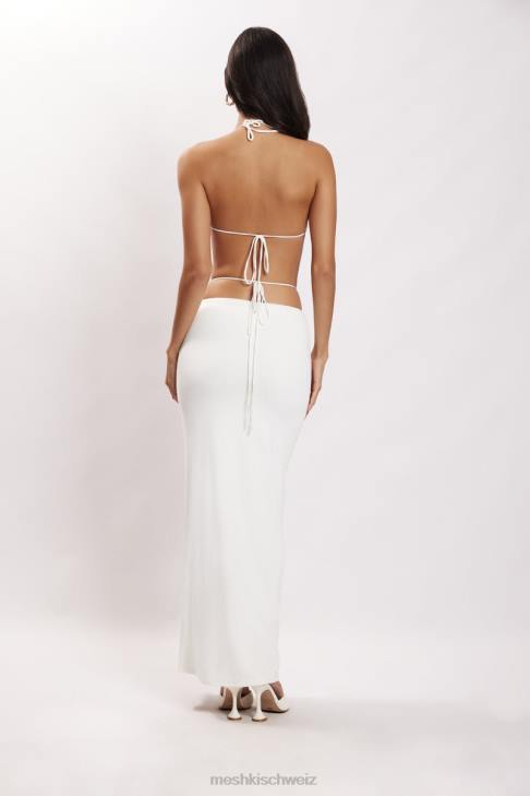 Meshki Bernsteinfarbener geraffter Maxirock Weiß Kleidung 060V1572