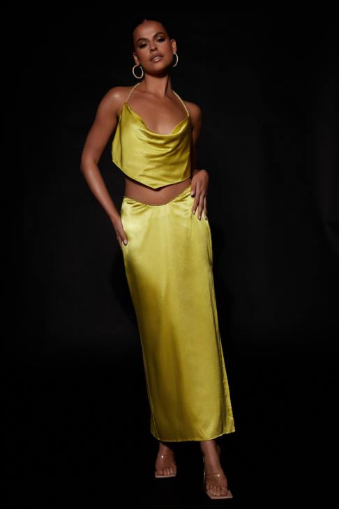 Meshki Christie Diamant-Seil-Maxirock Chartreuse Kleidung 060V1451