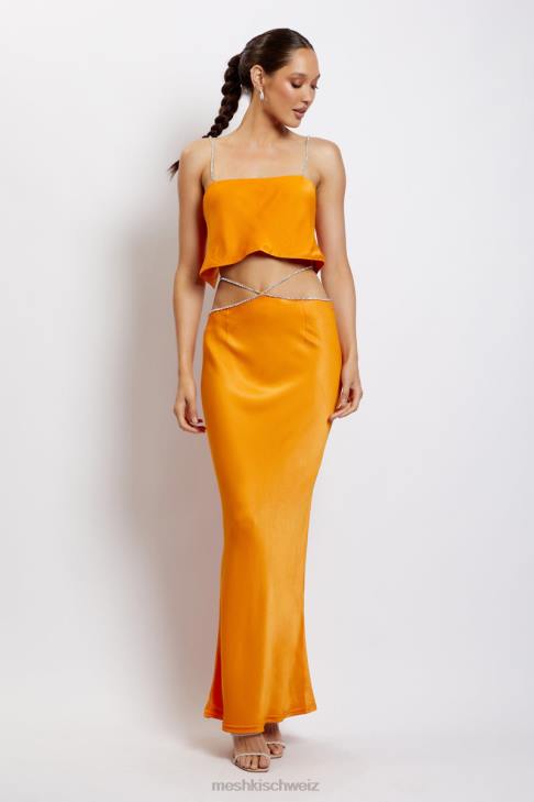 Meshki Dayana-Maxirock mit Diamantbesatz Mandarin Kleidung 060V1384