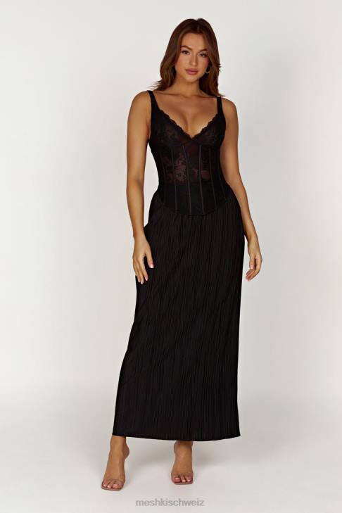 Meshki Elsie Plissee-Maxirock Schwarz Kleidung 060V1365