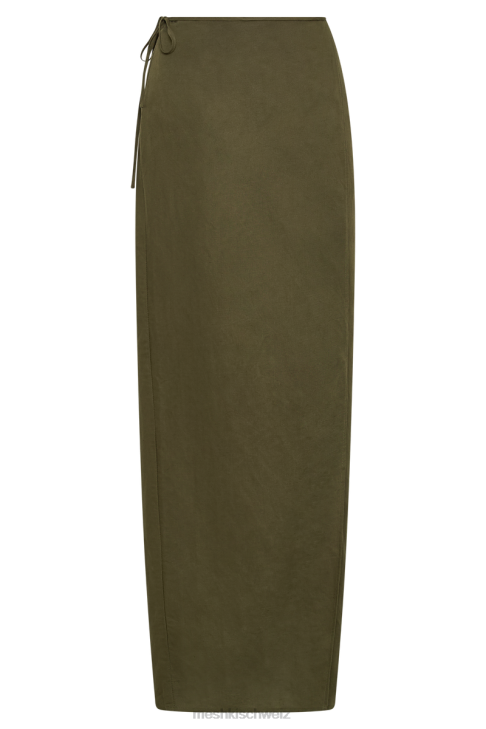Meshki Fatima-Wickel-Maxirock aus Leinen khaki Kleidung 060V1230