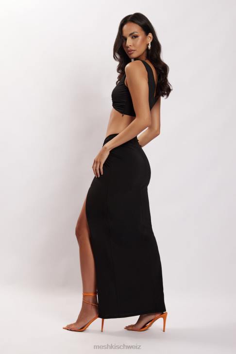 Meshki Jacqui Maxirock mit seitlichem Schlitz Schwarz Kleidung 060V1571