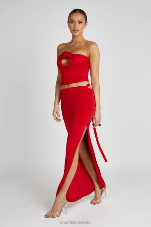 Meshki Jeanine Maxirock mit Wasserfallausschnitt hinten Rot Kleidung 060V1279