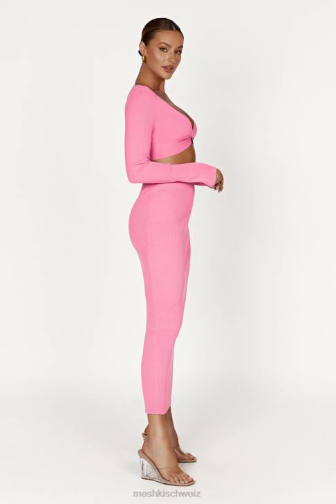 Meshki Kaesha geteilter Maxi-Strickrock Kaugummirosa Kleidung 060V1417