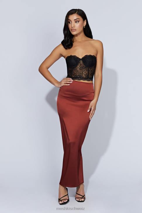 Meshki Mariah Maxi-Satinrock Kirschschokolade Kleidung 060V1471