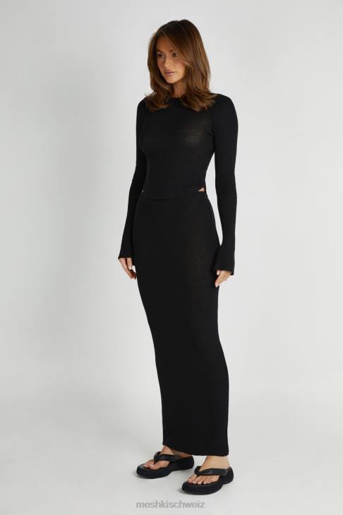 Meshki Maribelle-Strick-Maxirock Schwarz Kleidung 060V1288