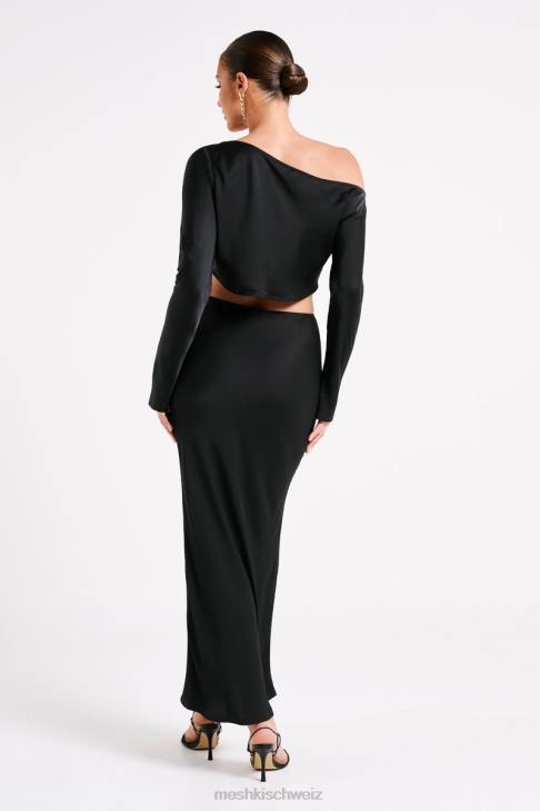 Meshki Maxirock aus Violeta-Satin Schwarz Kleidung 060V1233