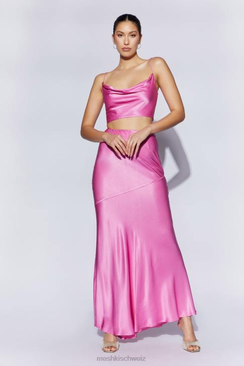 Meshki Mohnblumen-Satin-Maxirock Rosa Kleidung 060V1523