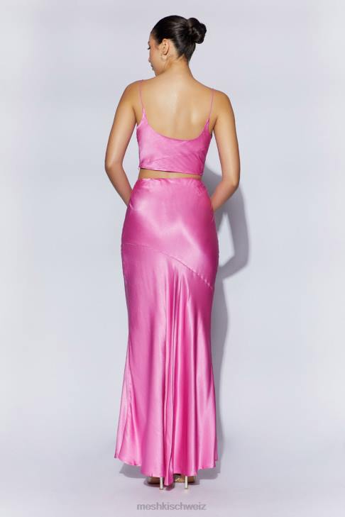 Meshki Mohnblumen-Satin-Maxirock Rosa Kleidung 060V1523