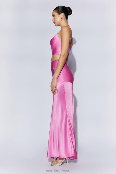 Meshki Mohnblumen-Satin-Maxirock Rosa Kleidung 060V1523