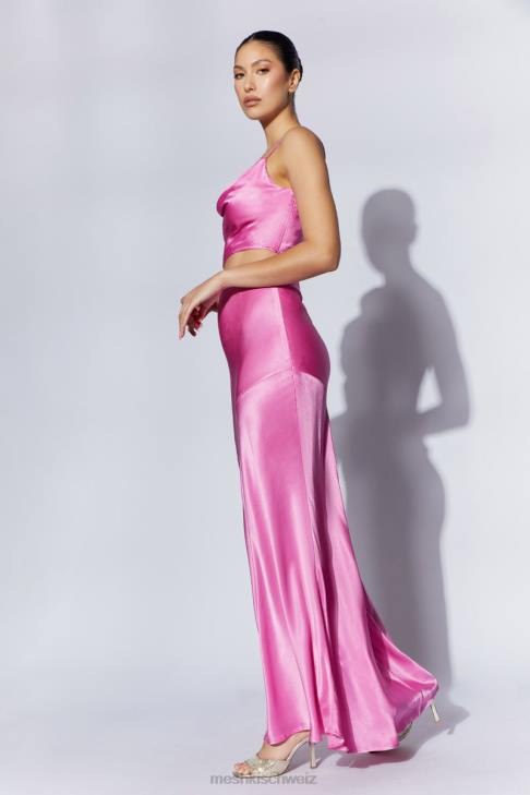 Meshki Mohnblumen-Satin-Maxirock Rosa Kleidung 060V1523