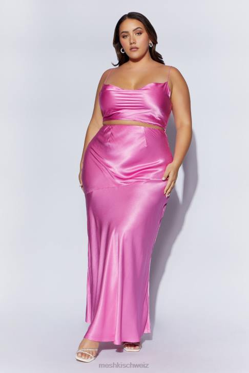 Meshki Mohnblumen-Satin-Maxirock Rosa Kleidung 060V1523