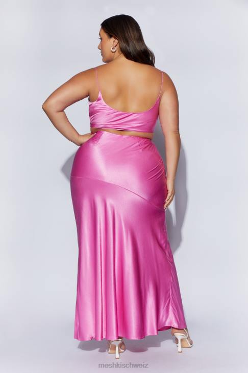 Meshki Mohnblumen-Satin-Maxirock Rosa Kleidung 060V1523